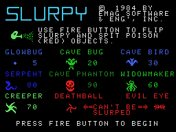Slurpy title screen for Colecovision